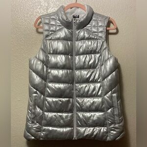 Fila Women's Metallic Silver Quilted Vest